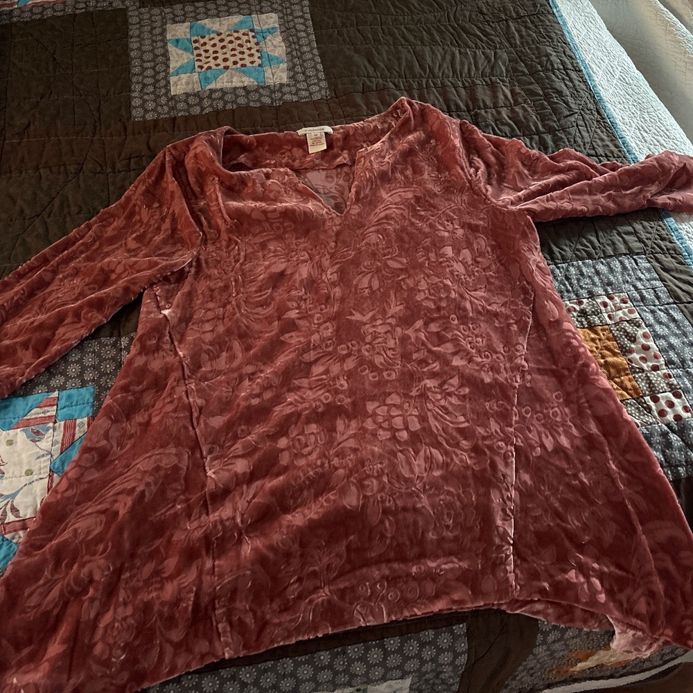 Sundance Floral Velvet Blouse Size Medium
